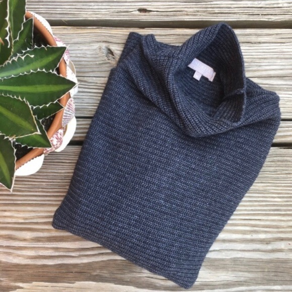 BENEDETTA B. Wool/Cashmere Blend Mock Neck Blue Sweater - Picture 8 of 14